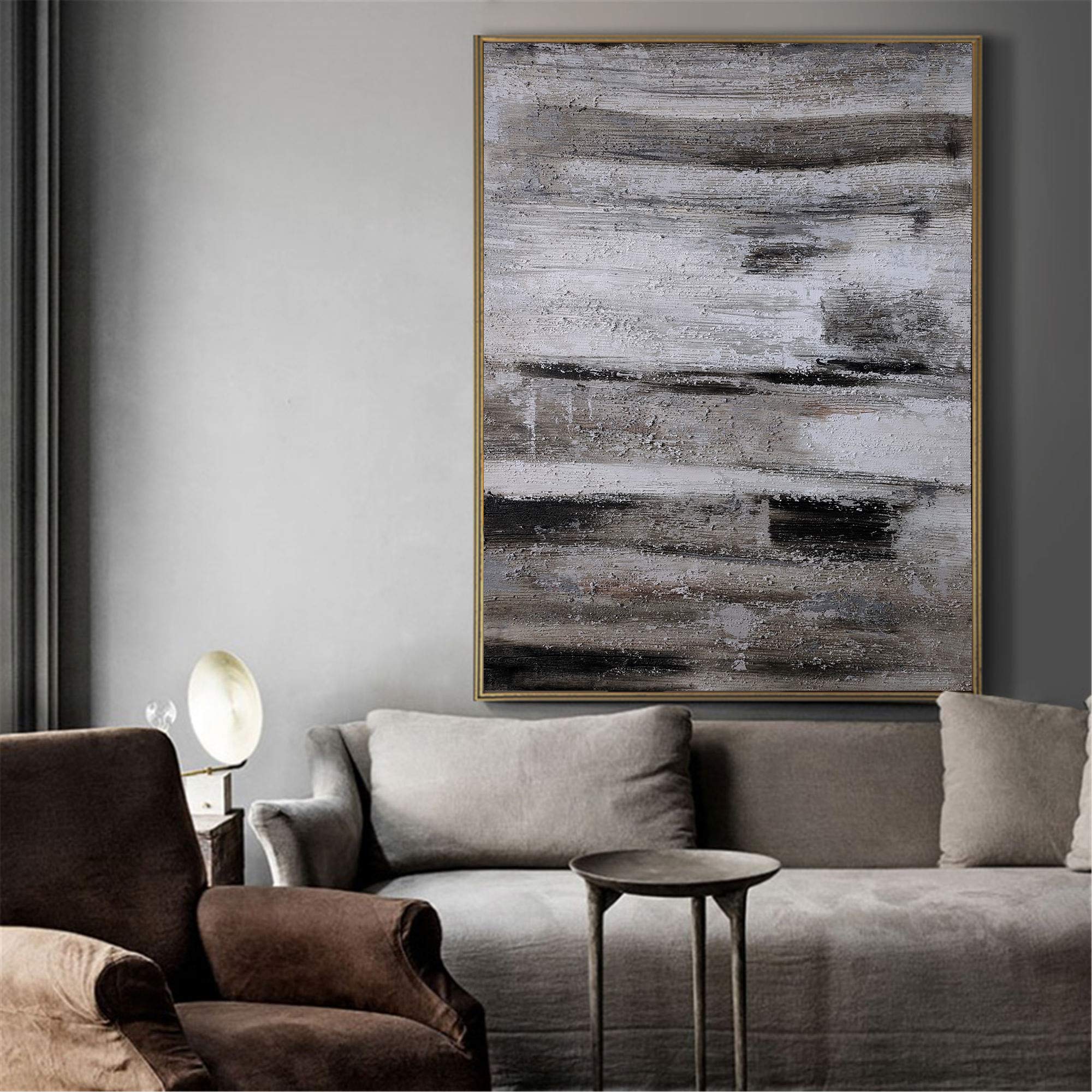 Black‑Grey‑White Vertical Abstract Rustic Layered‑Weathered Texture Artwork