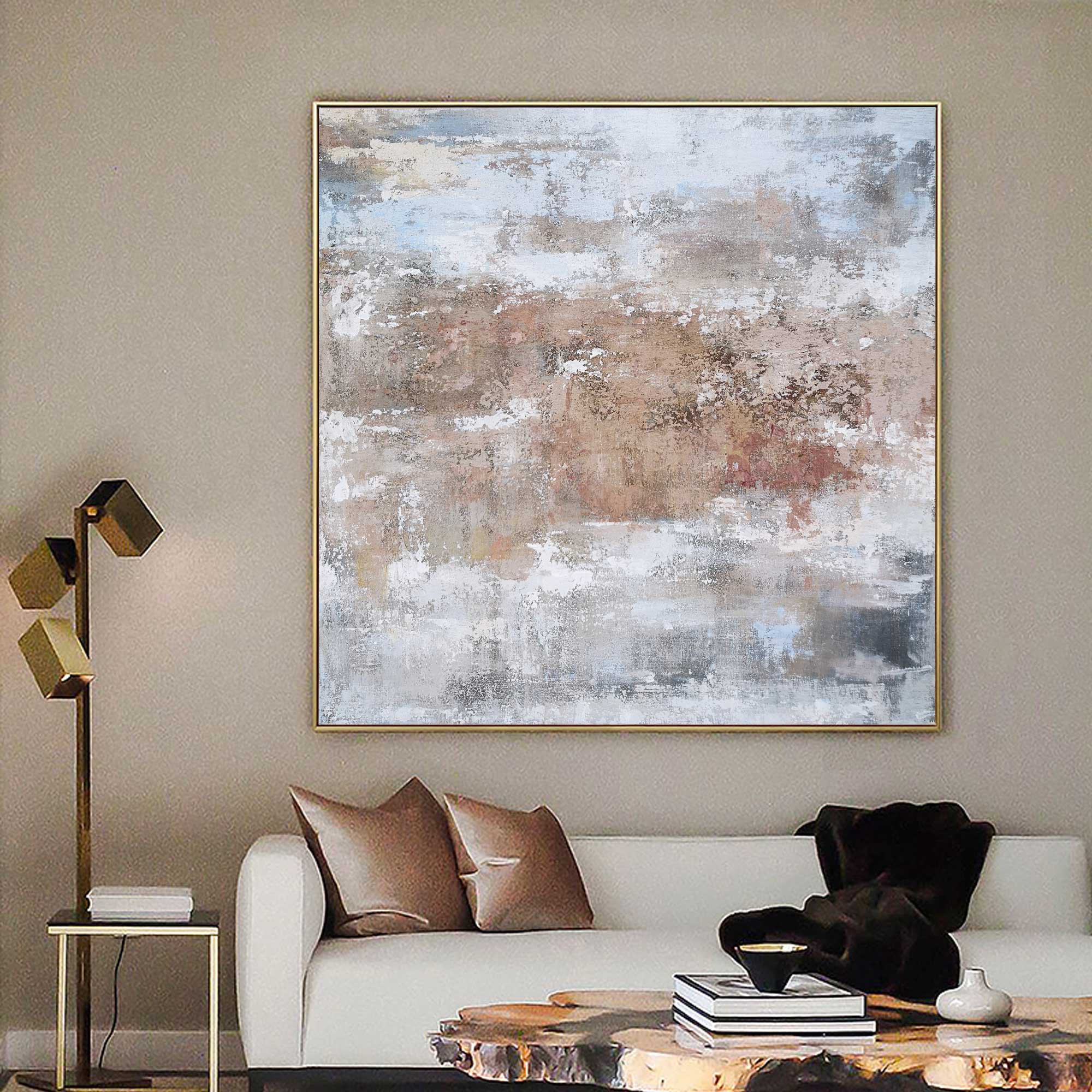Grey And Rust Abstract Art