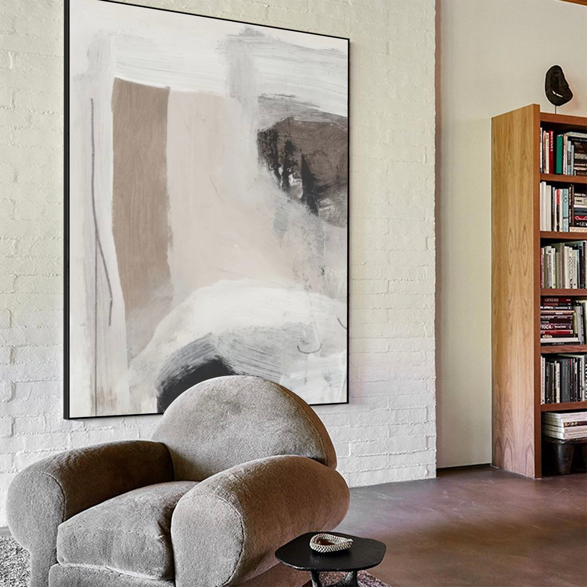 Beige Abstract Minimalist Painting