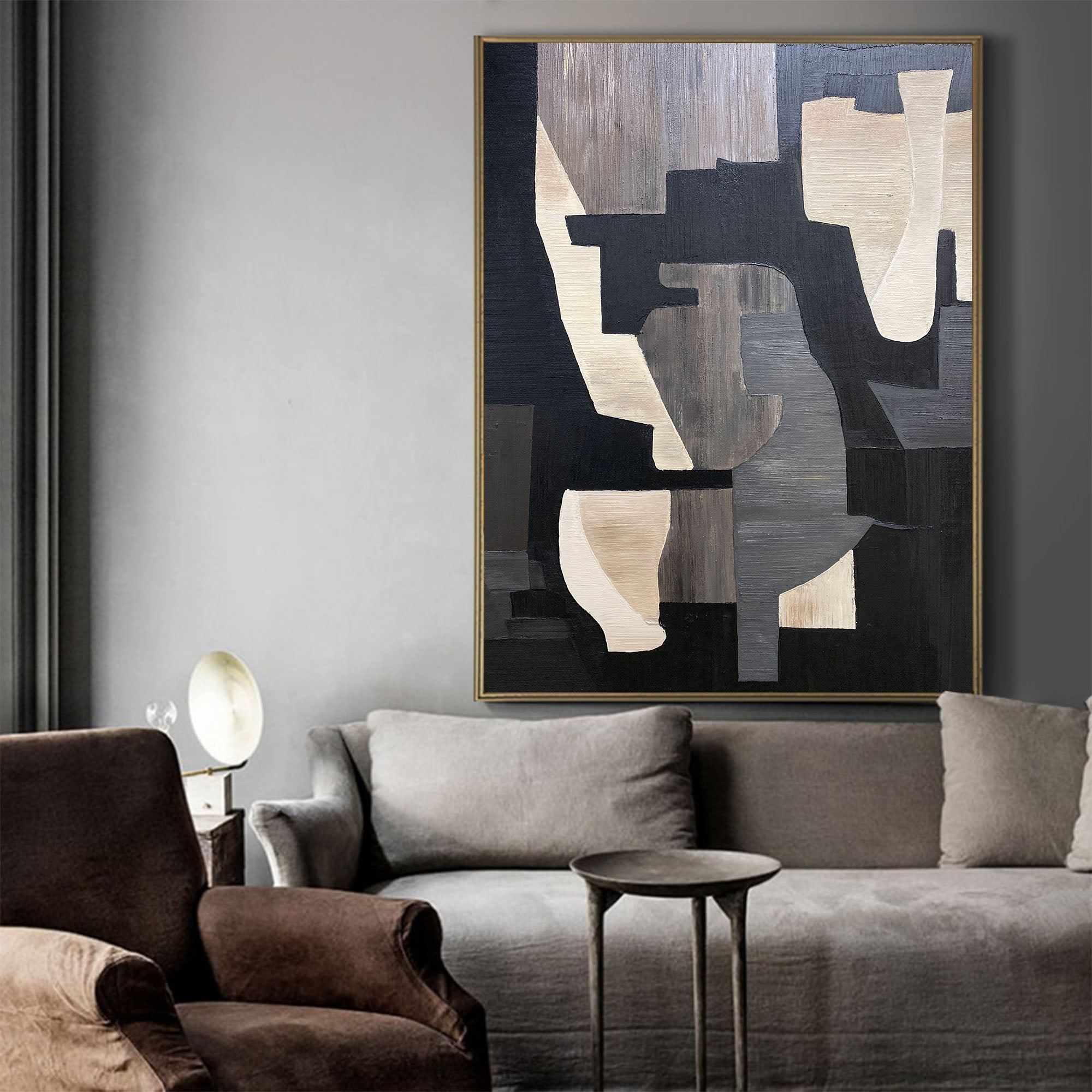 Black And Brown Abstract Painting ABAV280 - Neutralighting
