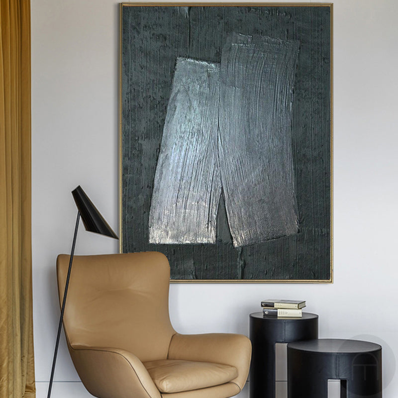 Wall Art Black Grey Geometric Rectangles Abstract Minimalist Texture Living Room | Neutralighting
