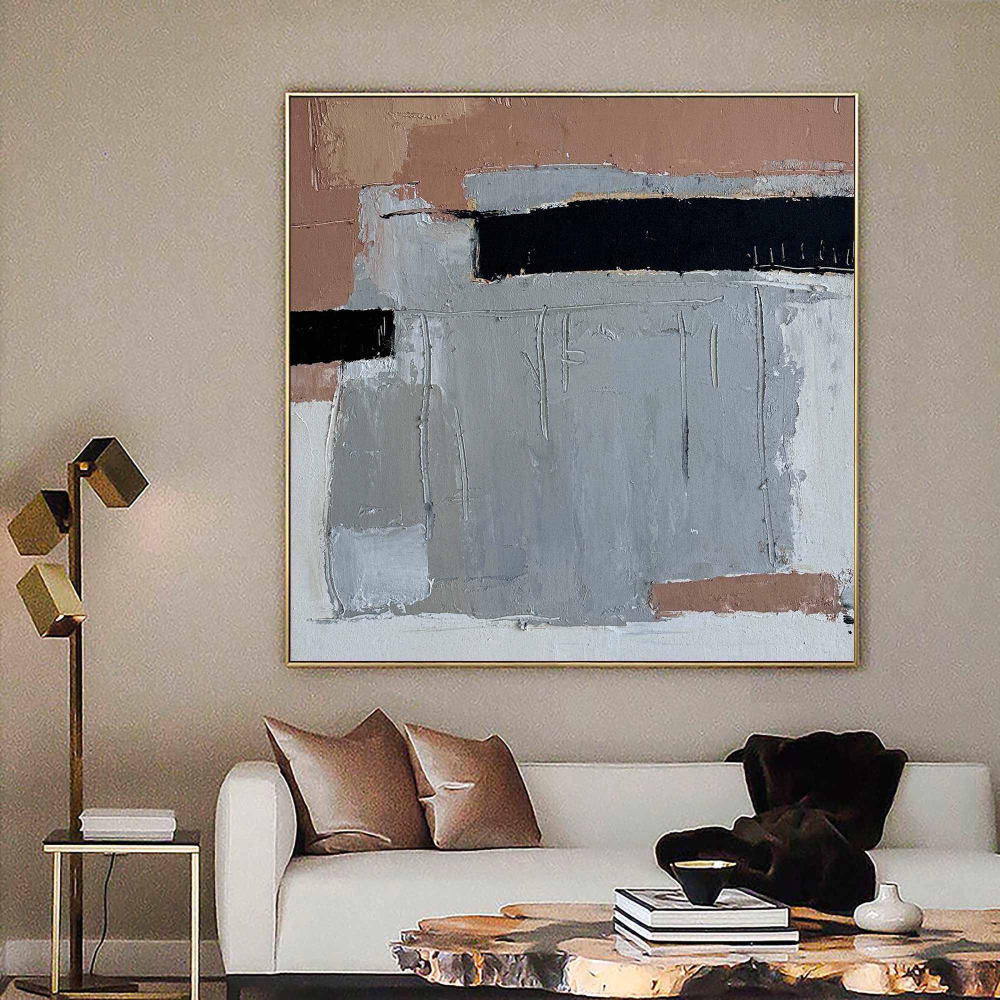 Brown Black Modern Abstract Wall Art