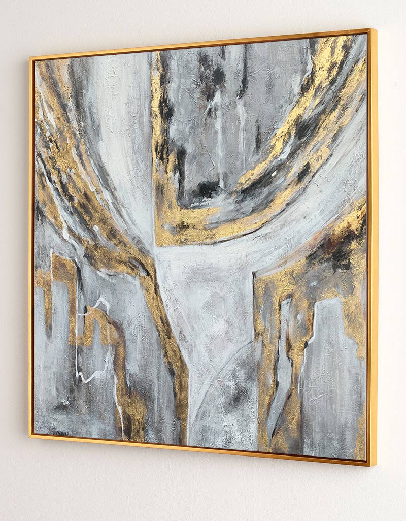 Gray Gold Abstract painting ABAS19 - Neutralighting