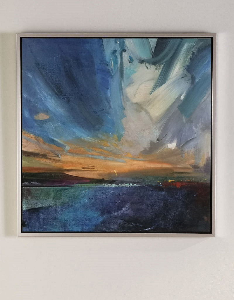 Blue Coastal Oil Painting