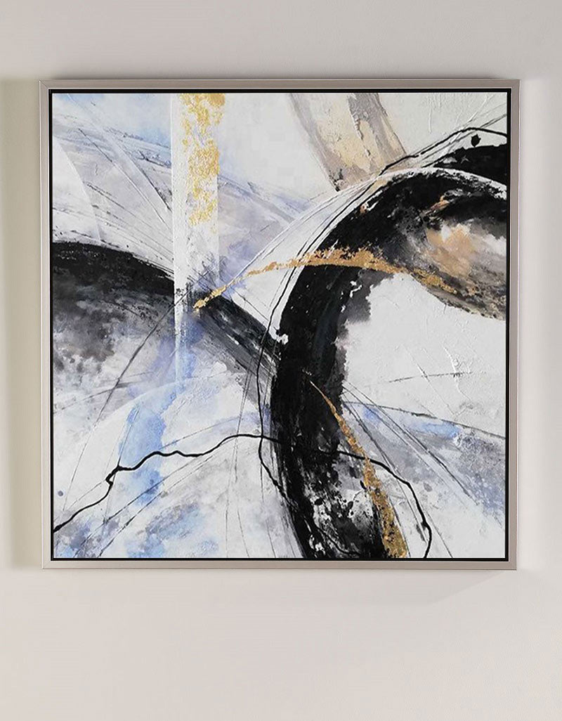 Black White Gold Abstract Art