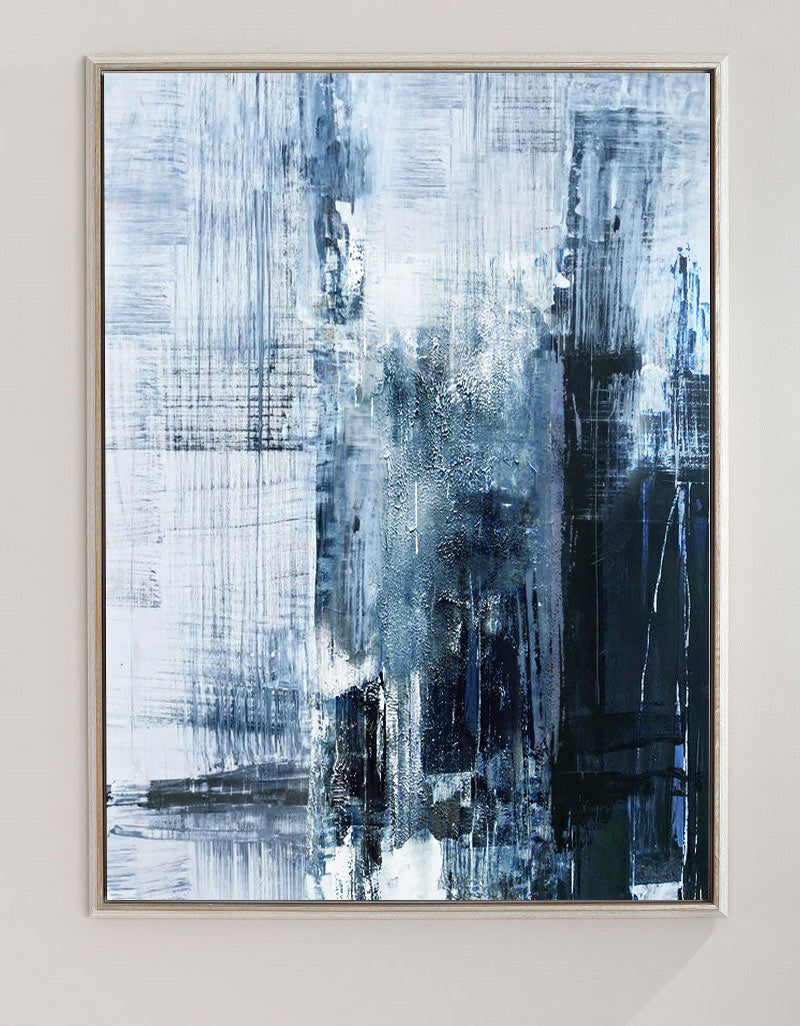 Midnight Blue Abstract Textured Canvas Wall Art