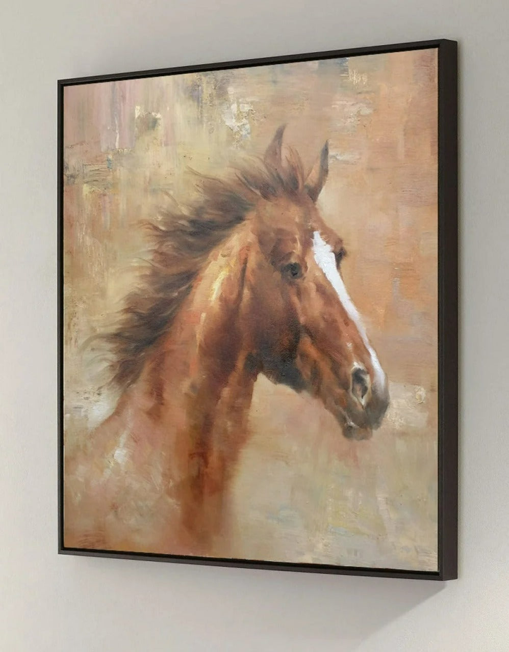 Chestnut Horse Portrait Painting Square Energetic