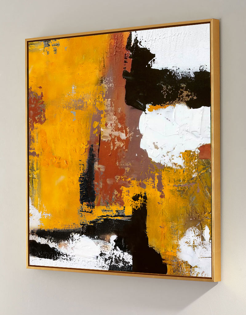 Vibrant Warm‑Tone Abstract  Bold Brushstroke Heavy Impasto Textured Artwork