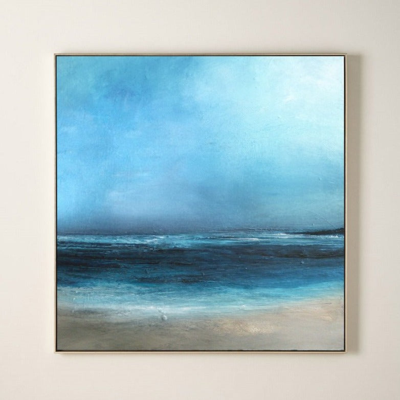 Large Original Sea Level Blue Oil Painting