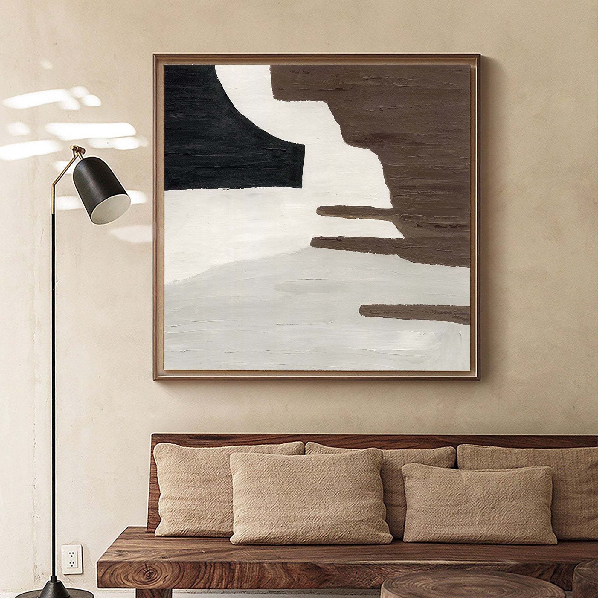 Abstract Brown Black Beige Wall Art Canvas