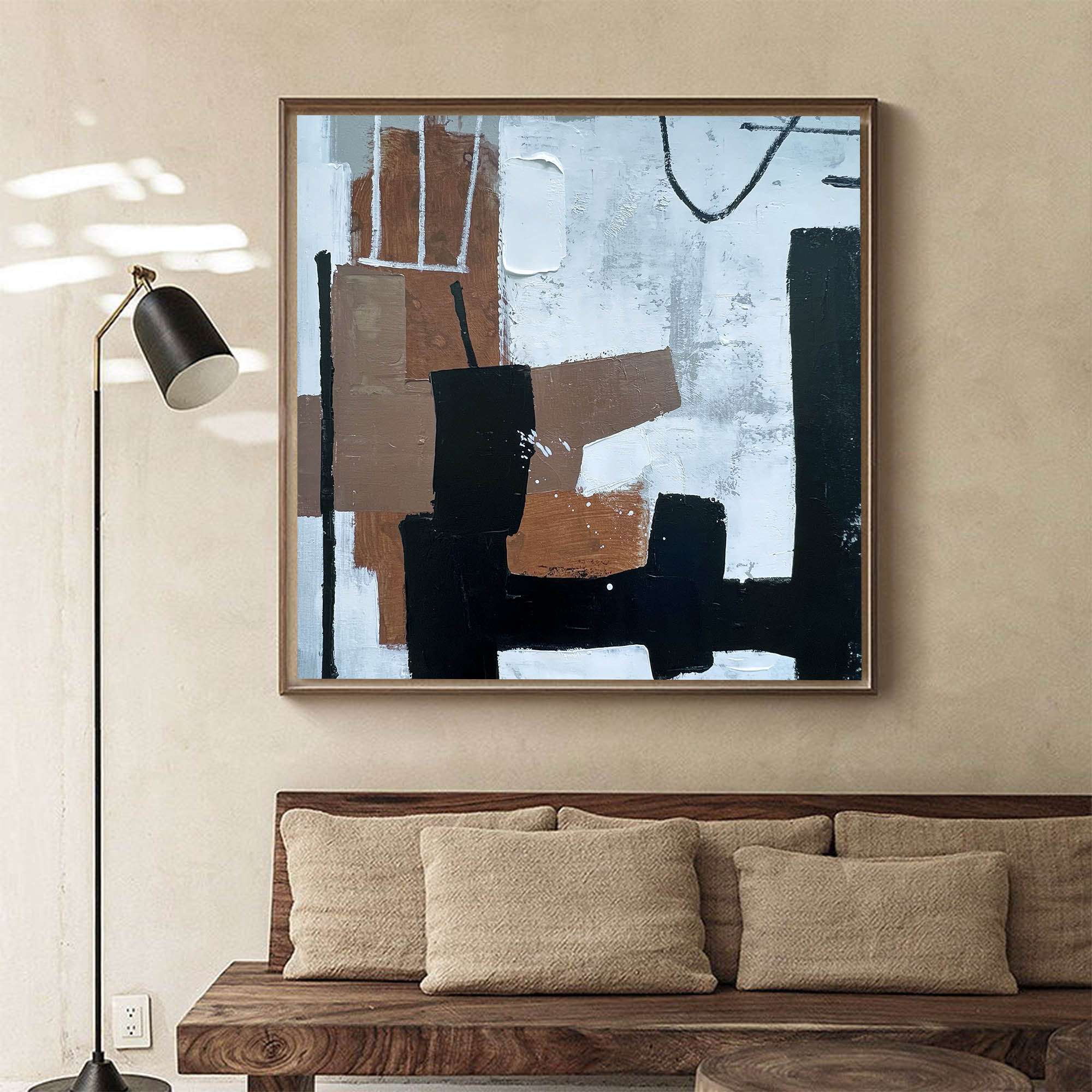 Block Shapes Minimalist Abstract Unstretched Linen Canvas Wall Art