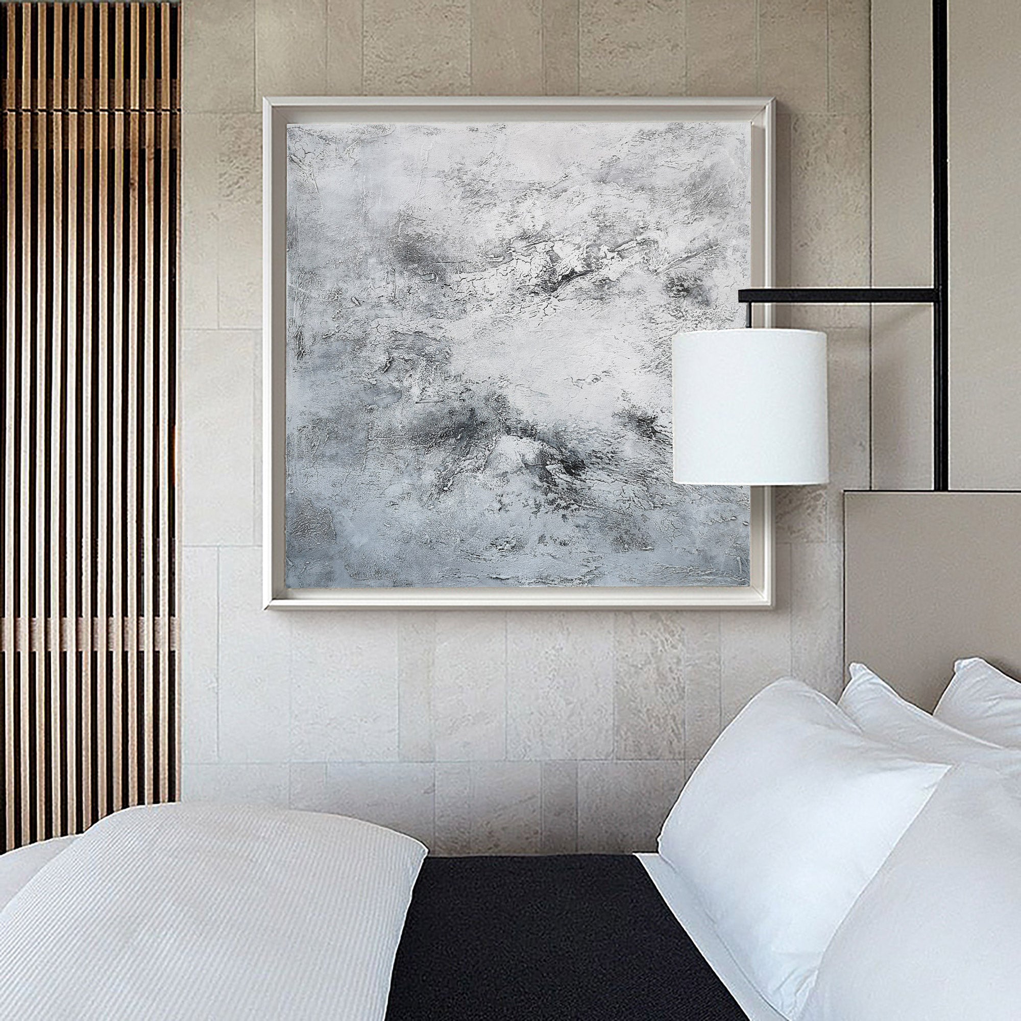 Grey White Abstract Minimalist Painting