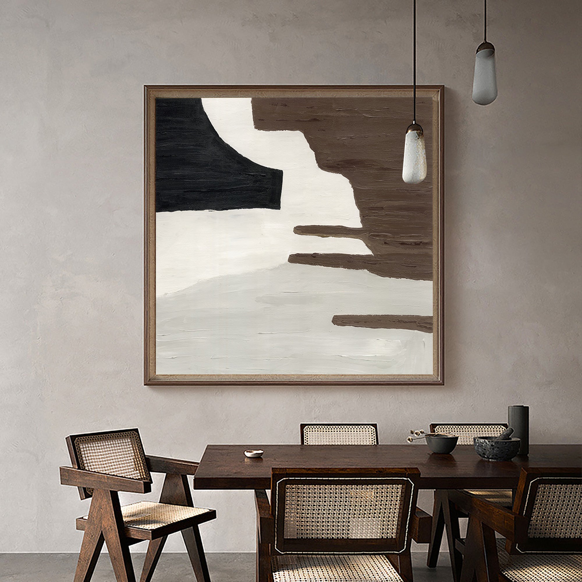 Abstract Brown Black Beige Wall Art Canvas