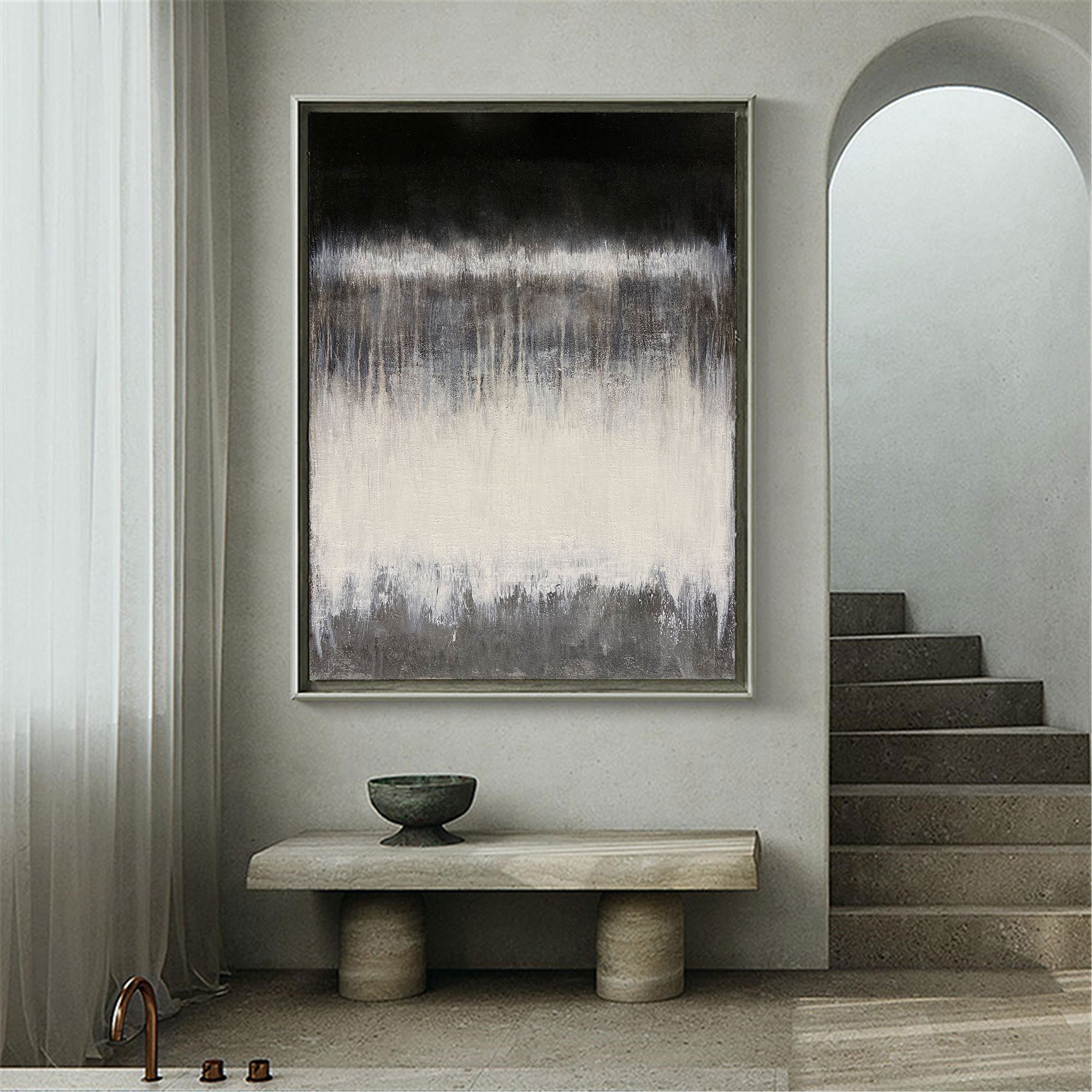Black White Grey Abstract Painting