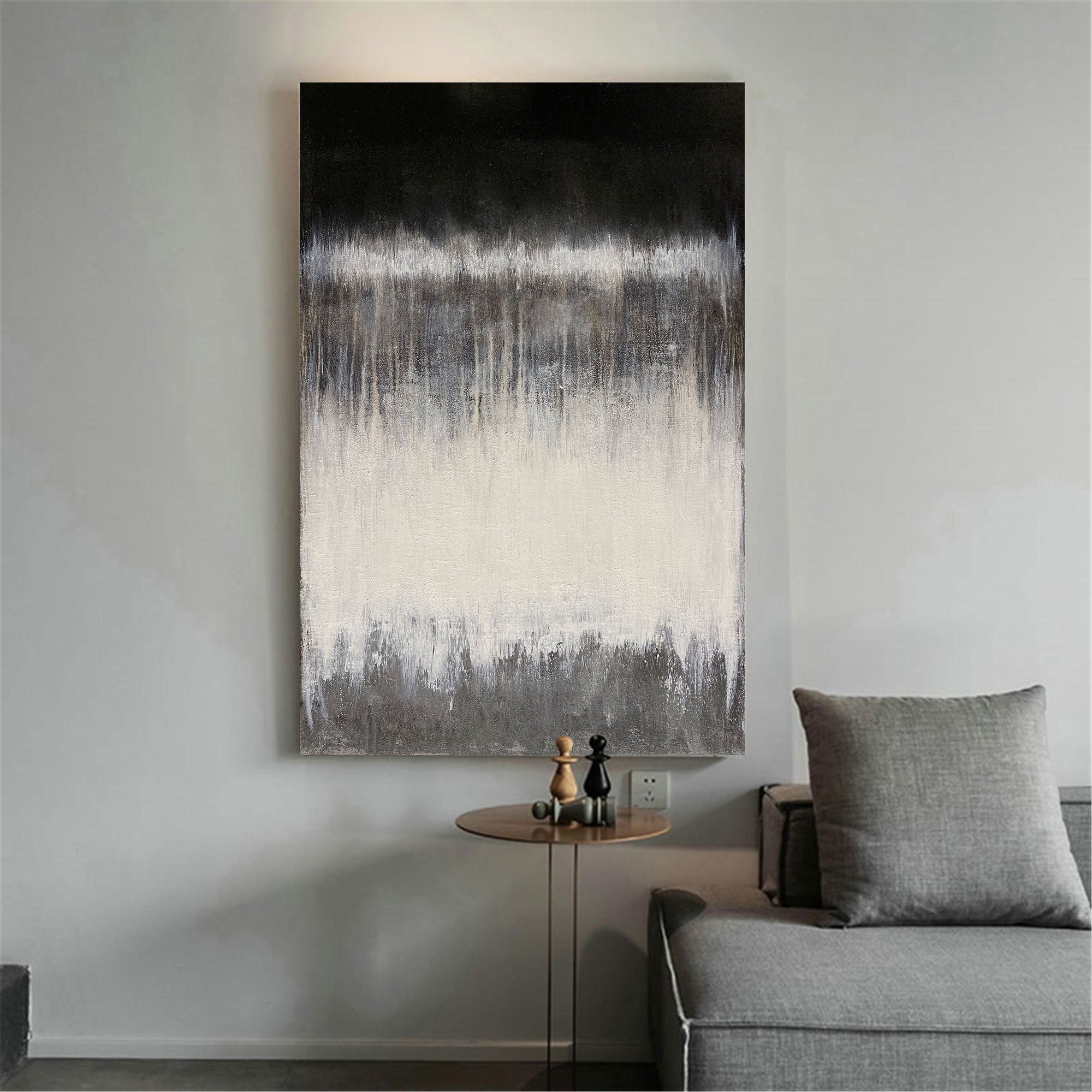 Black White Grey Abstract Painting