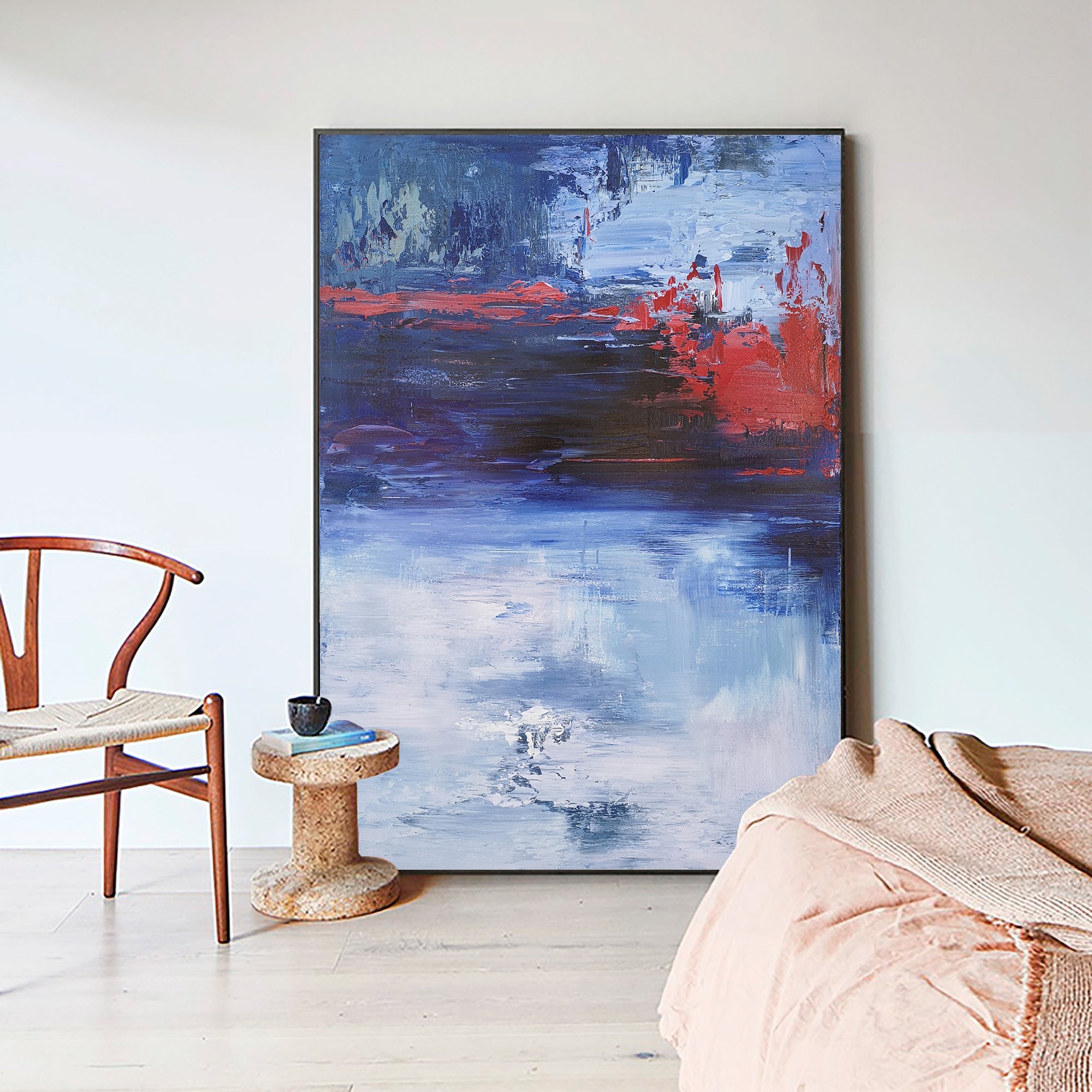 Blue Red Abstract Expressionist Painting