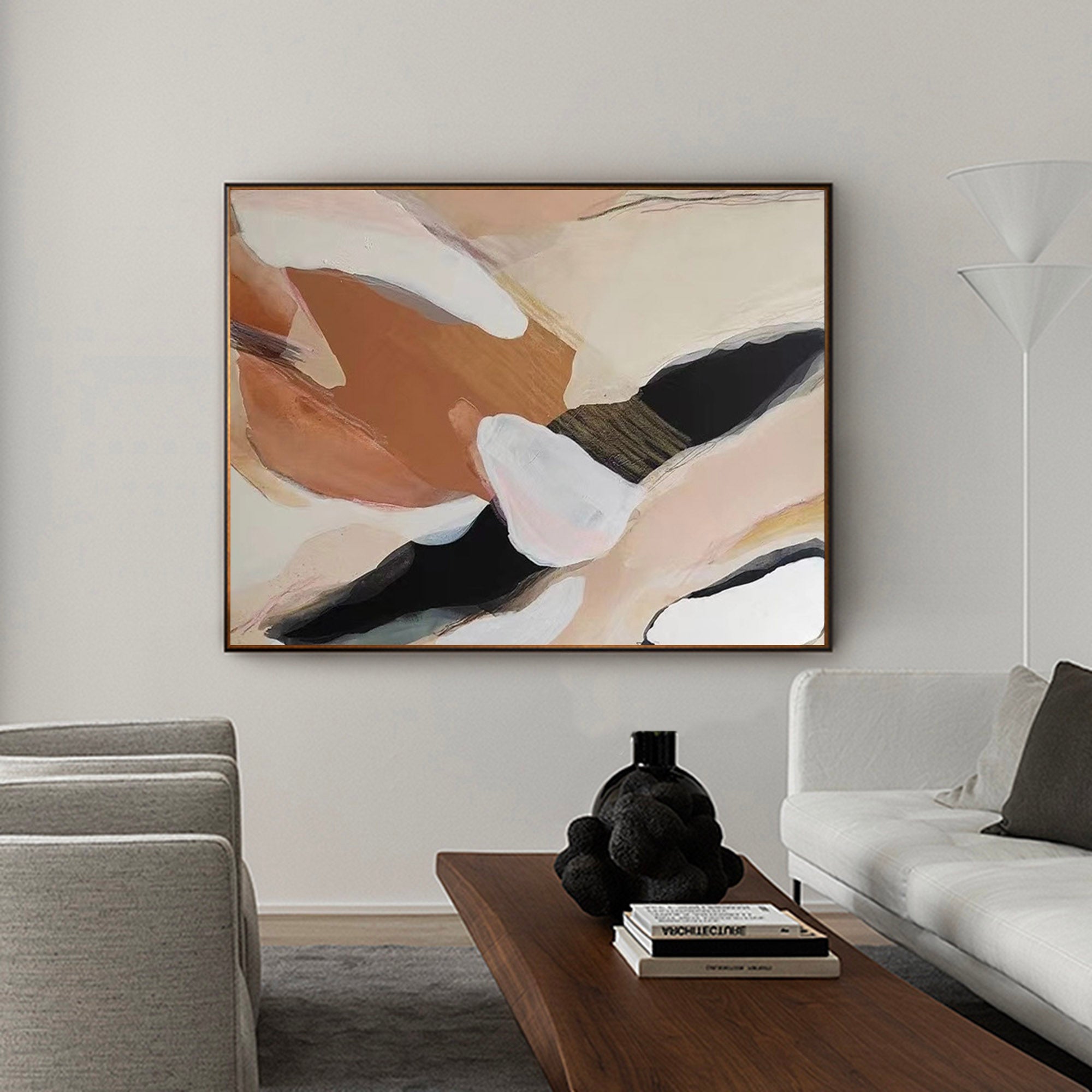 Terracotta‑Cream Horizontal Fluid‑Shape Blended‑Layer Artwork