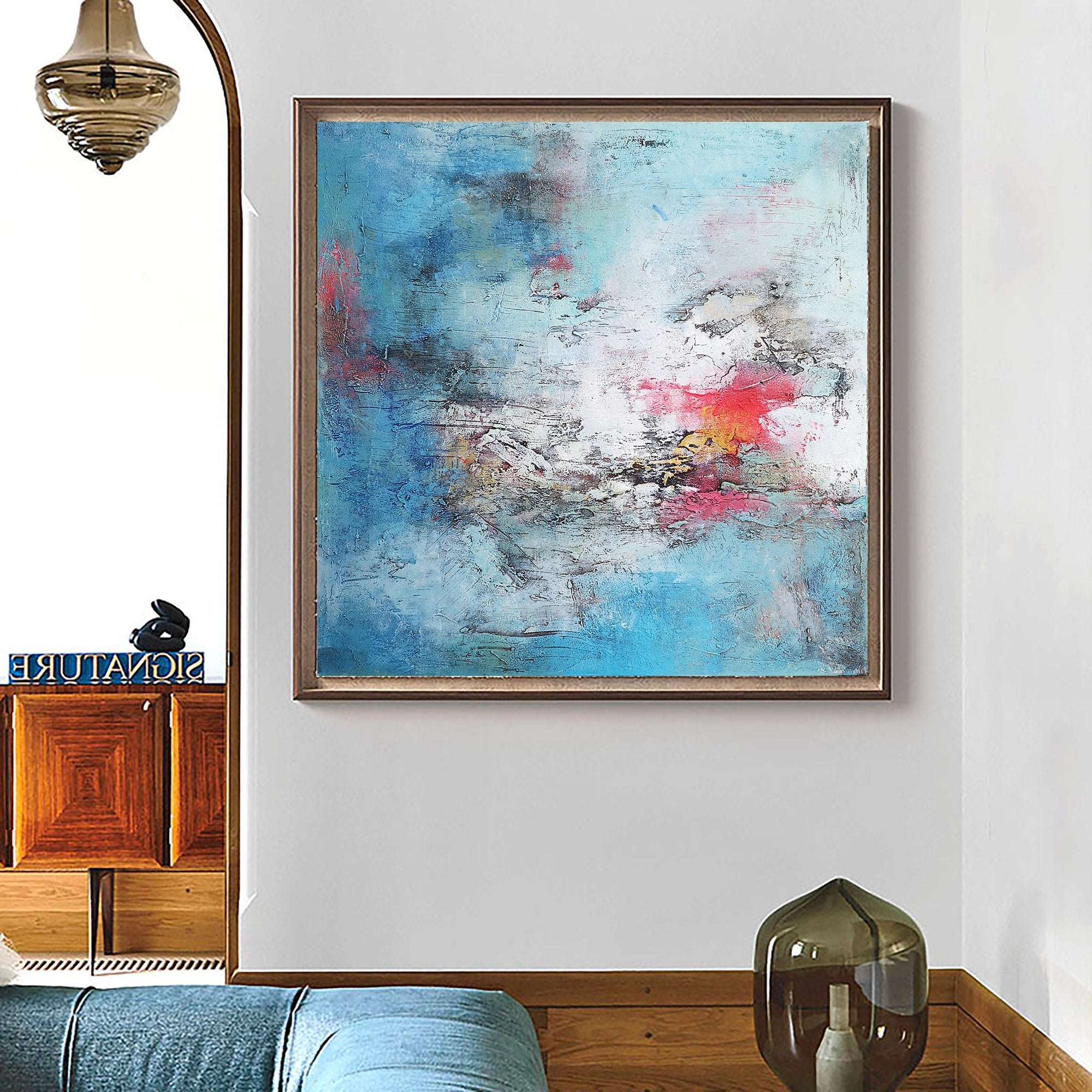 Blue Pink Abstract Expressionist Painting