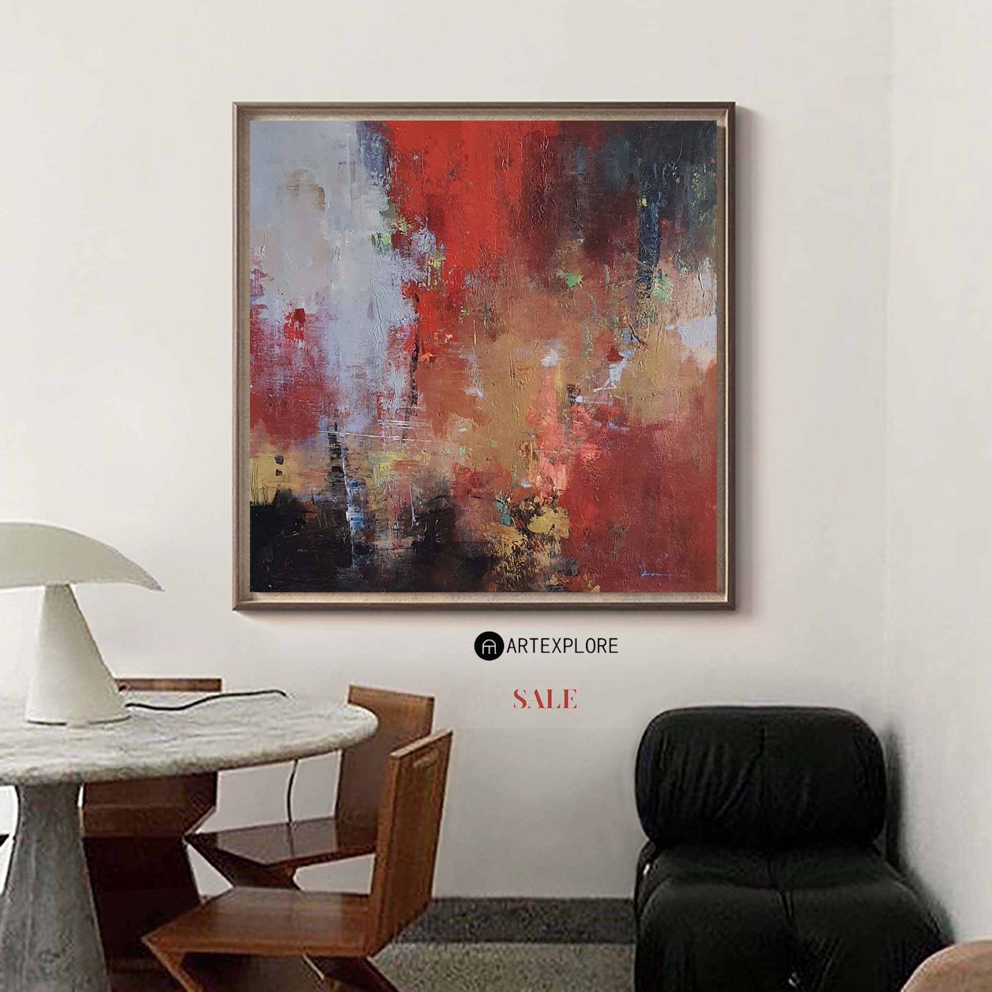 Bold Multicolor Abstract Square Canvas Art