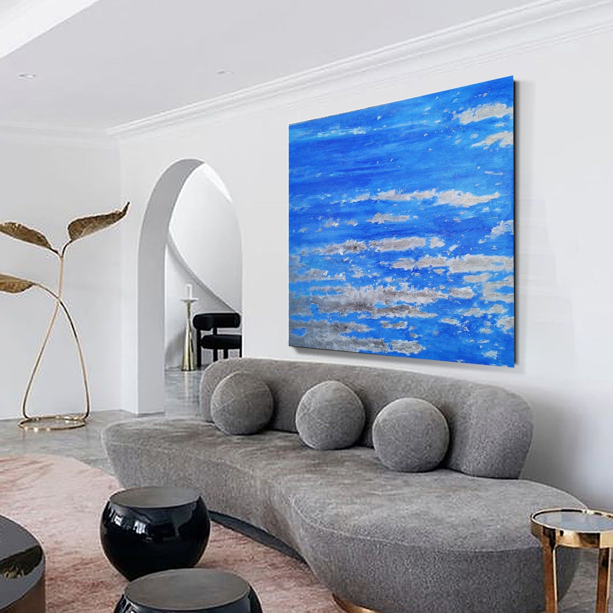 Blue Abstract Ocean Texture Painting