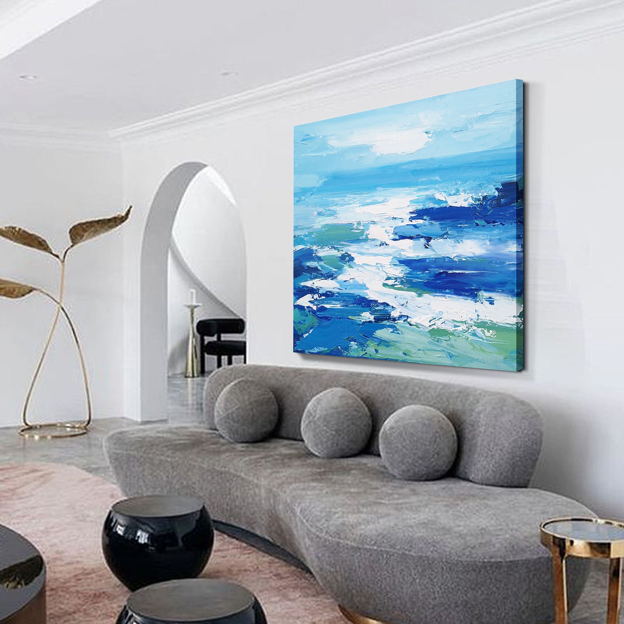 Soft‑Tone Muted Abstract Brushwork Calming Modern Wall Statement