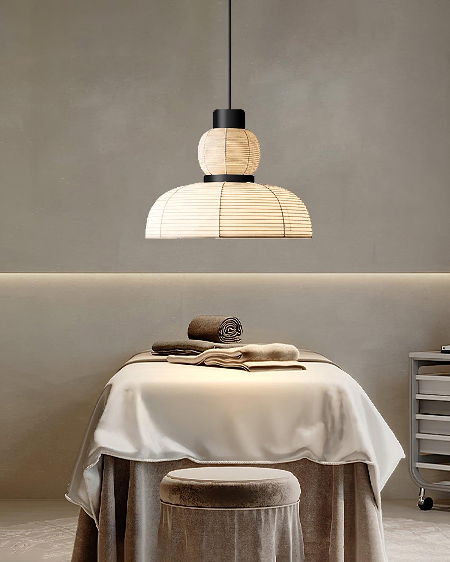 Pendant Lamp White Fabric Shade Black Cable Gentle Ambient Glow - Neutralighting