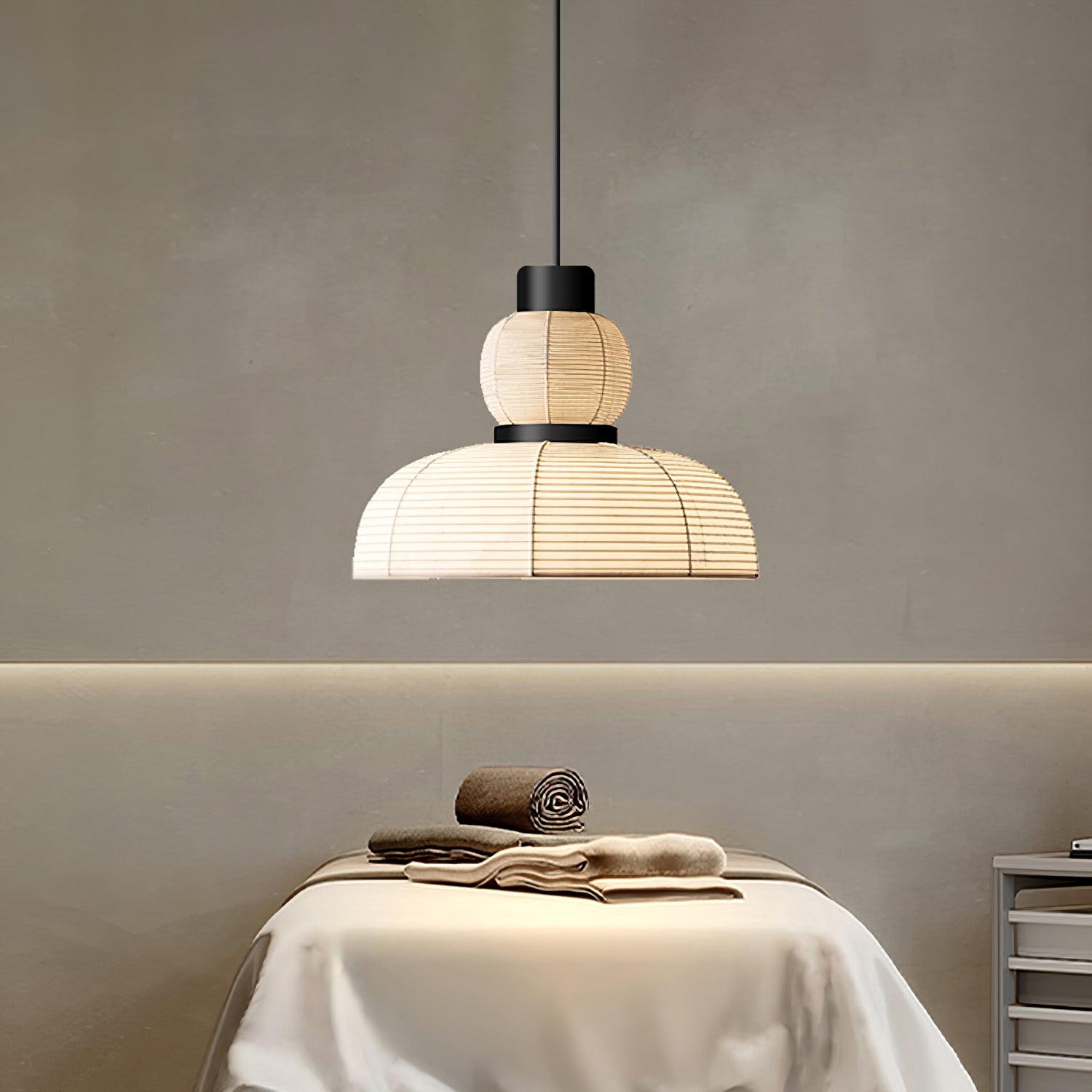 Pendant Lamp White Fabric Shade Black Cable Gentle Ambient Glow - Neutralighting