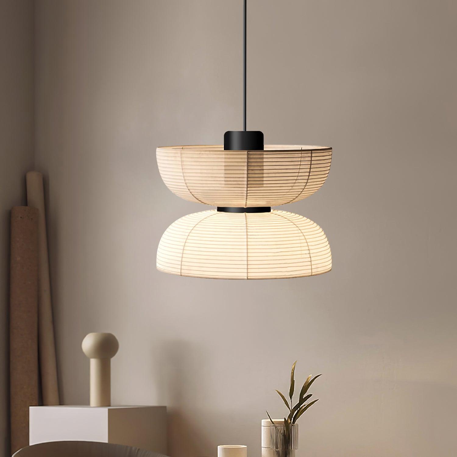 Pendant Lamp White Fabric Shade Black Cable Gentle Ambient Glow - Neutralighting