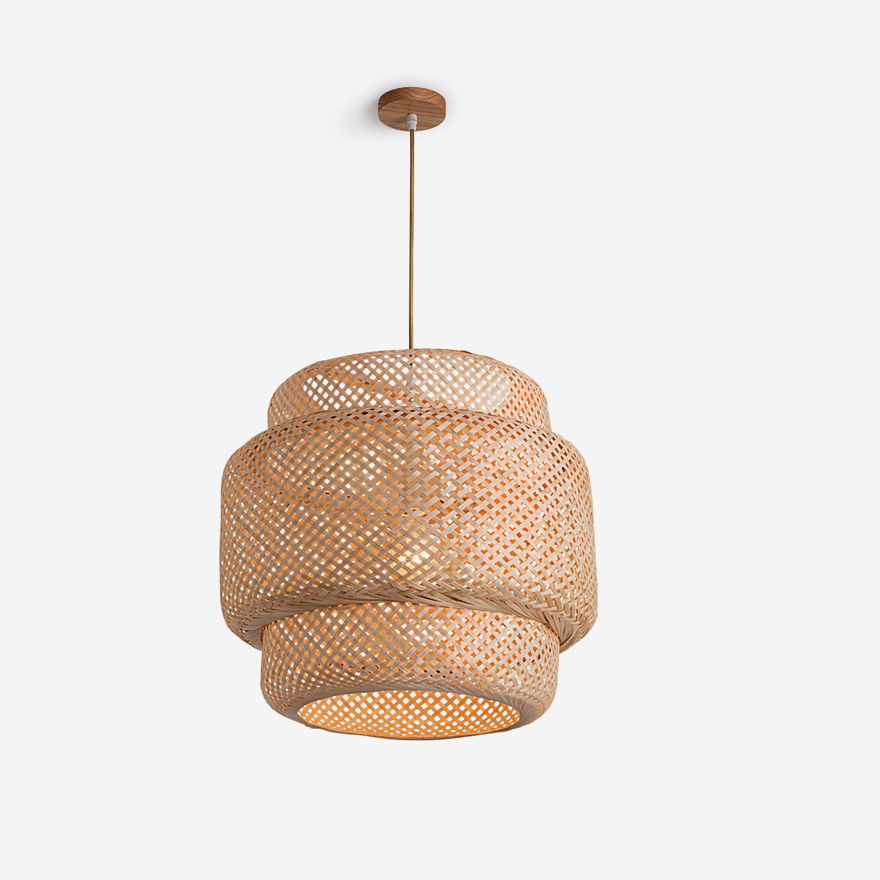 Pendant Lamp Double Layer Woven Bamboo Shade Organic Natural - Neutralighting