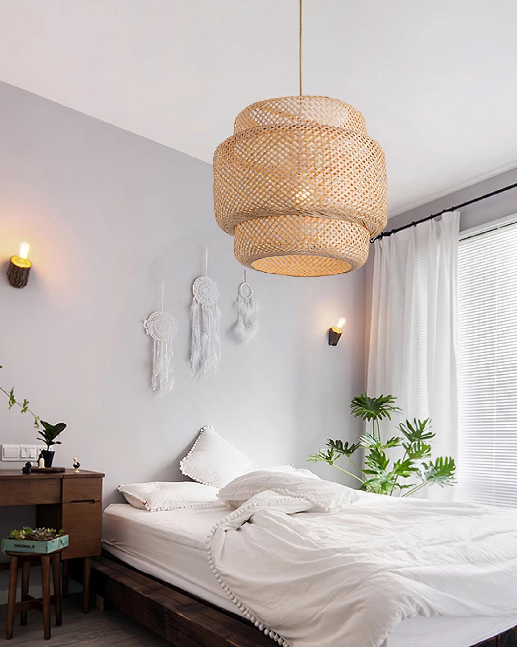 Pendant Lamp Double Layer Woven Bamboo Shade Organic Natural - Neutralighting