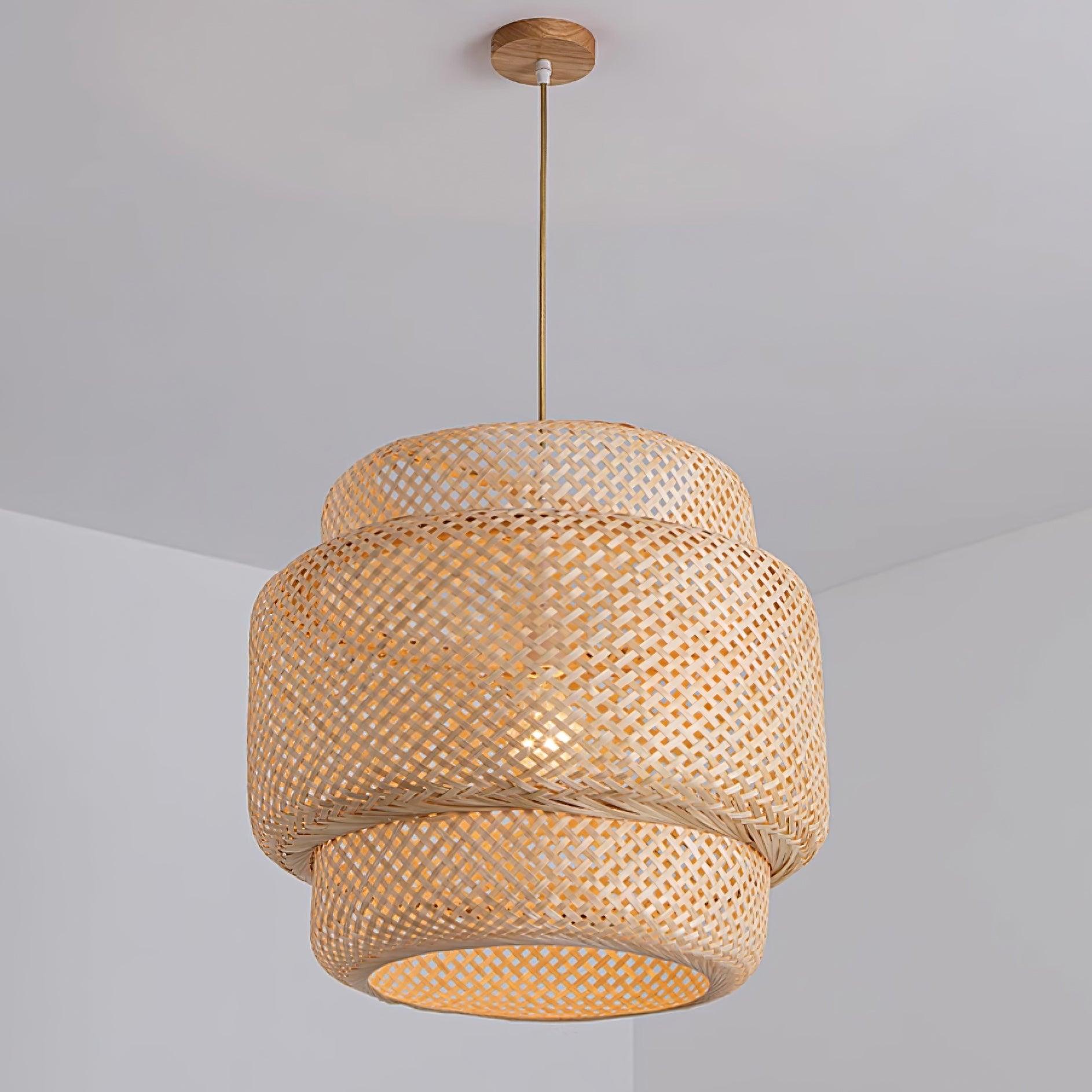 Pendant Lamp Double Layer Woven Bamboo Shade Organic Natural - Neutralighting
