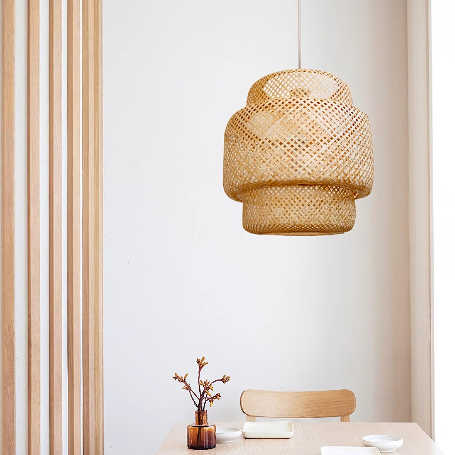 Pendant Lamp Double Layer Woven Bamboo Shade Organic Natural - Neutralighting
