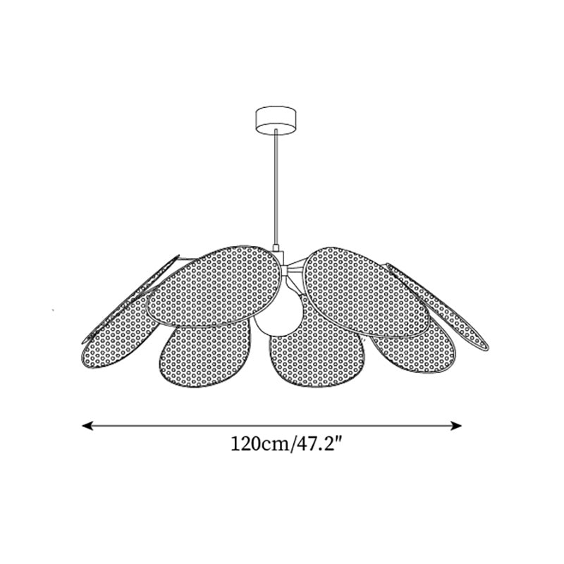 Chandelier with Rattan Petals and Metal Frame Ambient Bohemian - Neutralighting