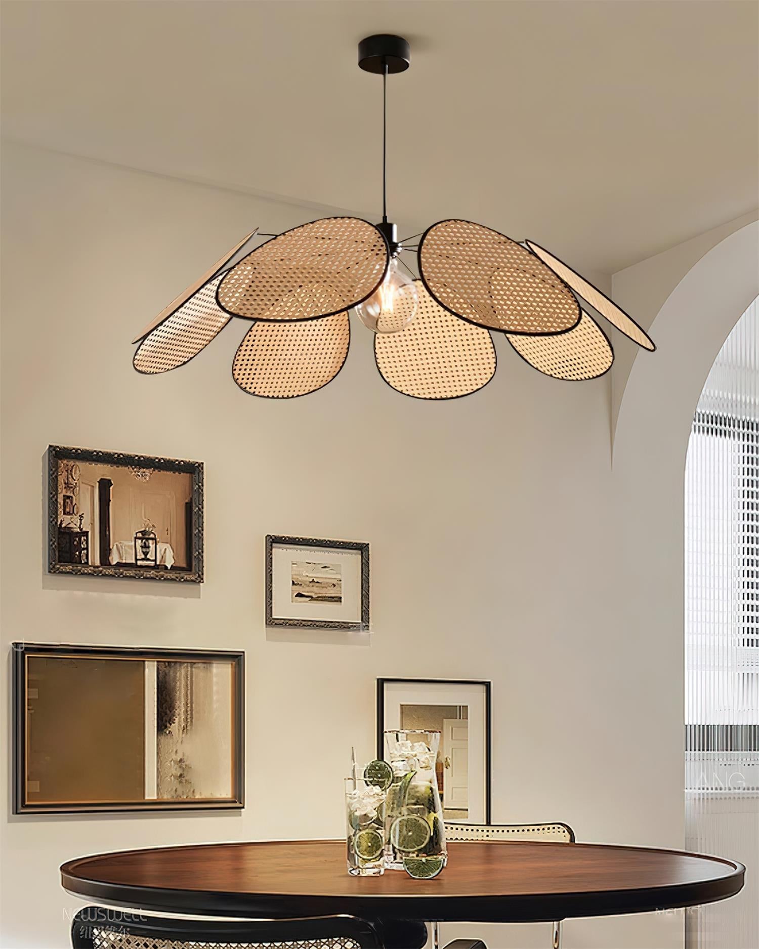 Chandelier with Rattan Petals and Metal Frame Ambient Bohemian - Neutralighting