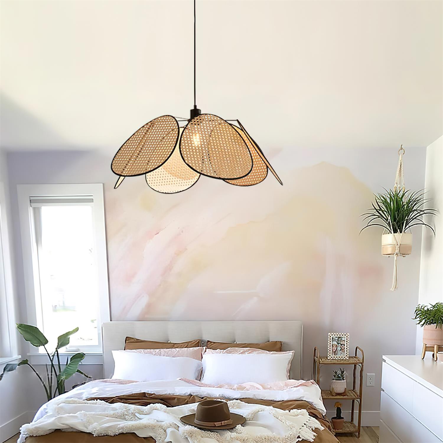 Chandelier with Rattan Petals and Metal Frame Ambient Bohemian - Neutralighting