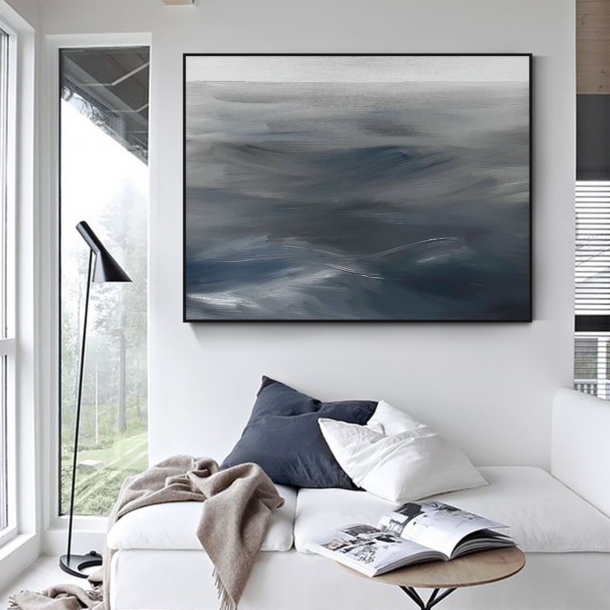 Moody Deep‑Tone Ocean Abstract  Wall Art