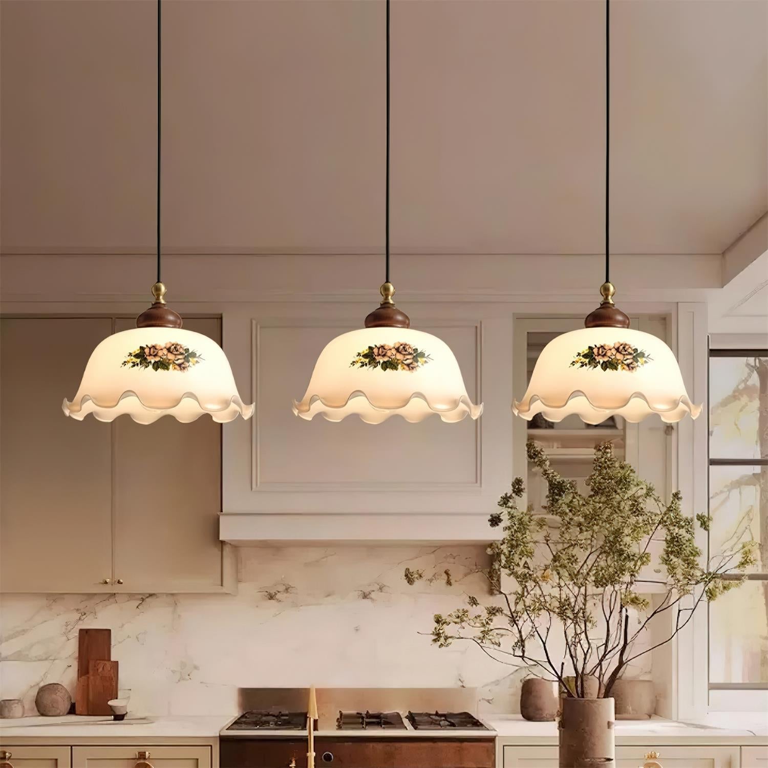 Belvia Vintage Floral Glass Pendant Light - Neutralighting