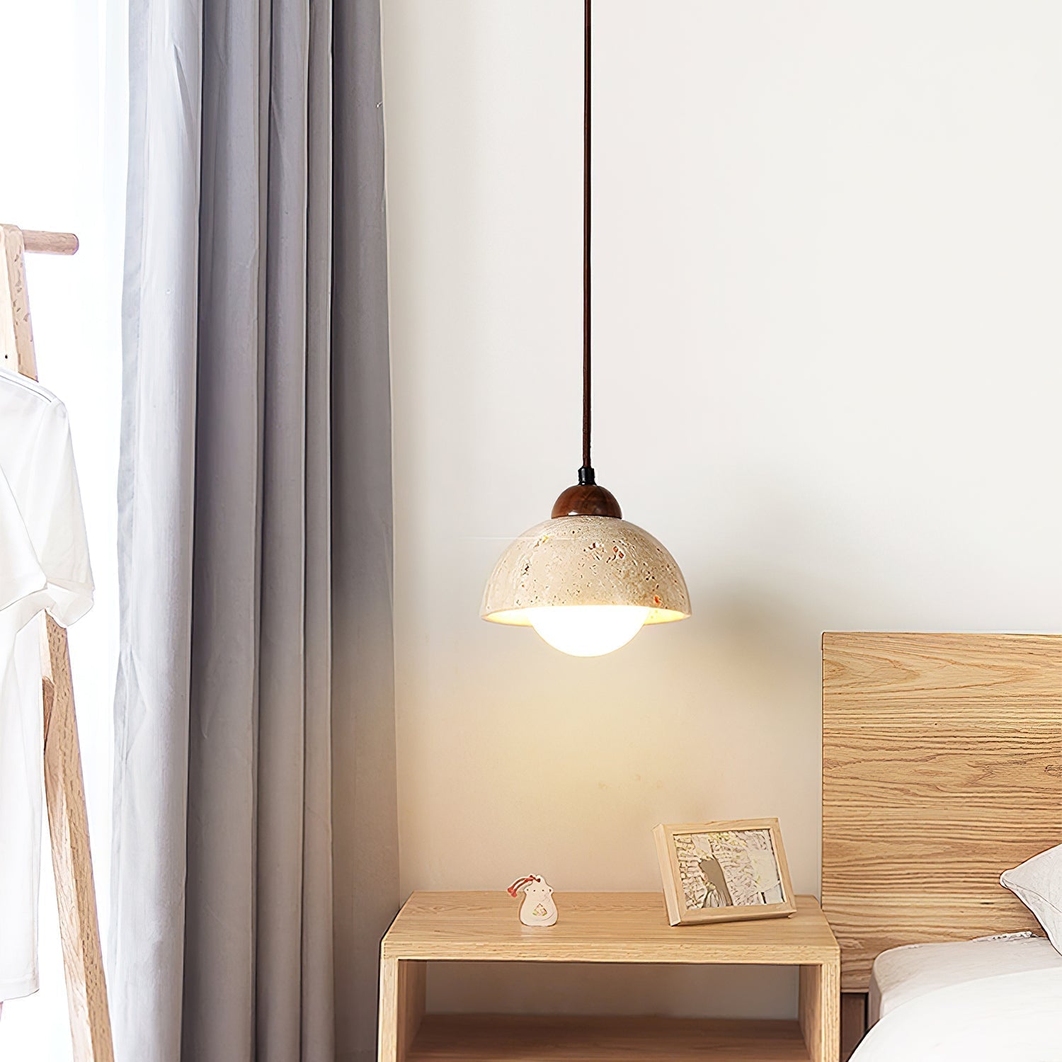 Orzora Dome-Shaped Travertine Pendant Light - Neutralighting