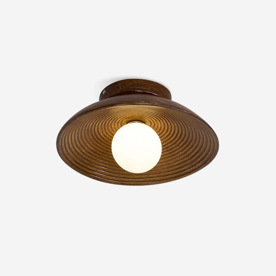 Orvian Wooden Flush Mount Ceiling Light with Round Globe - Neutralighting