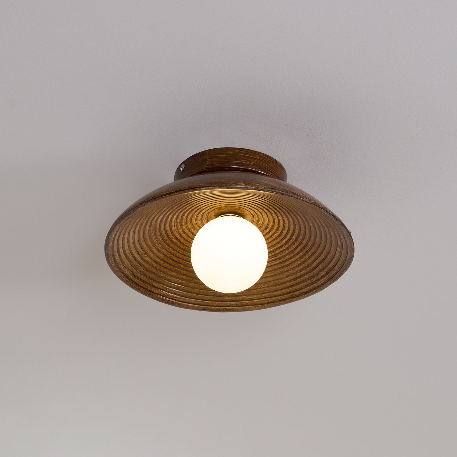 Orvian Wooden Flush Mount Ceiling Light with Round Globe - Neutralighting