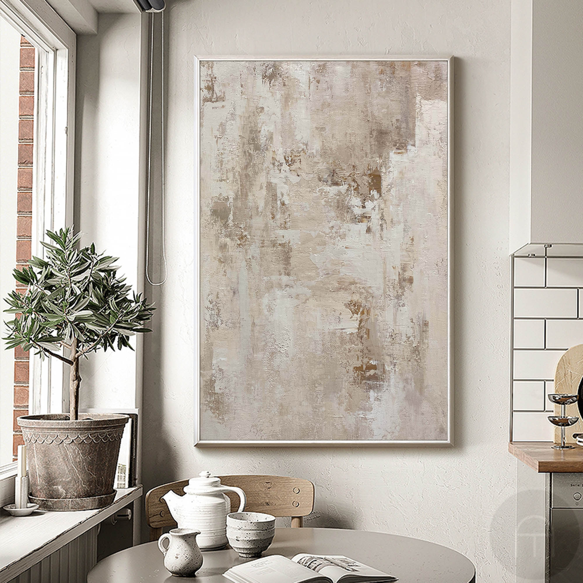 Beige Wabi Sabi Textured Canvas Wall Art