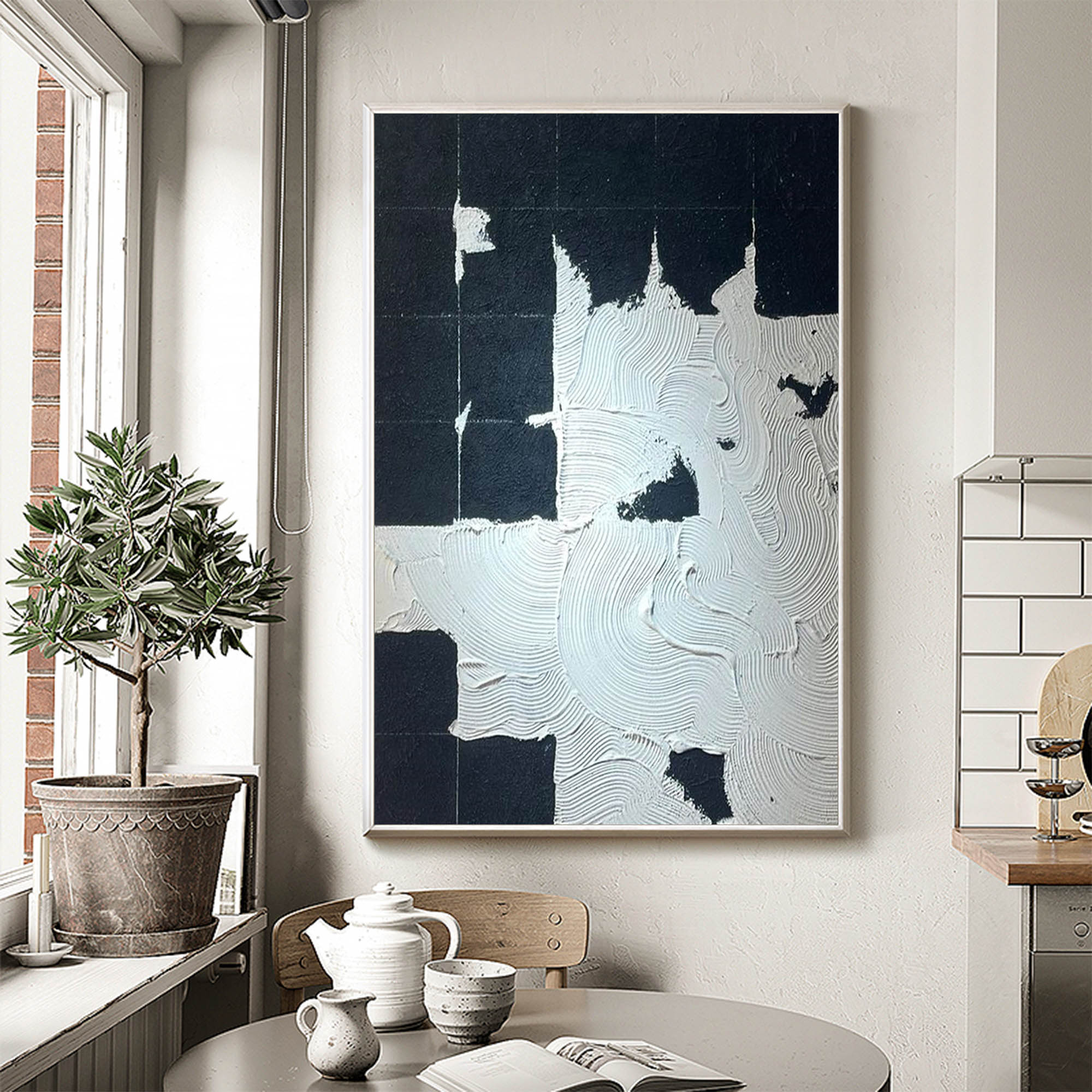 Black White Minimalist Painting