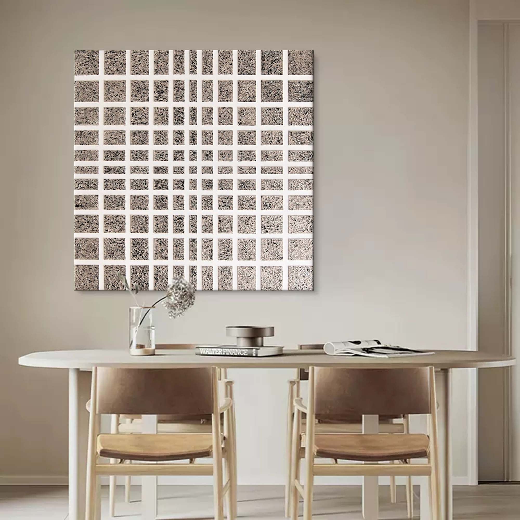 Wall Art Square Abstract Textured Grid