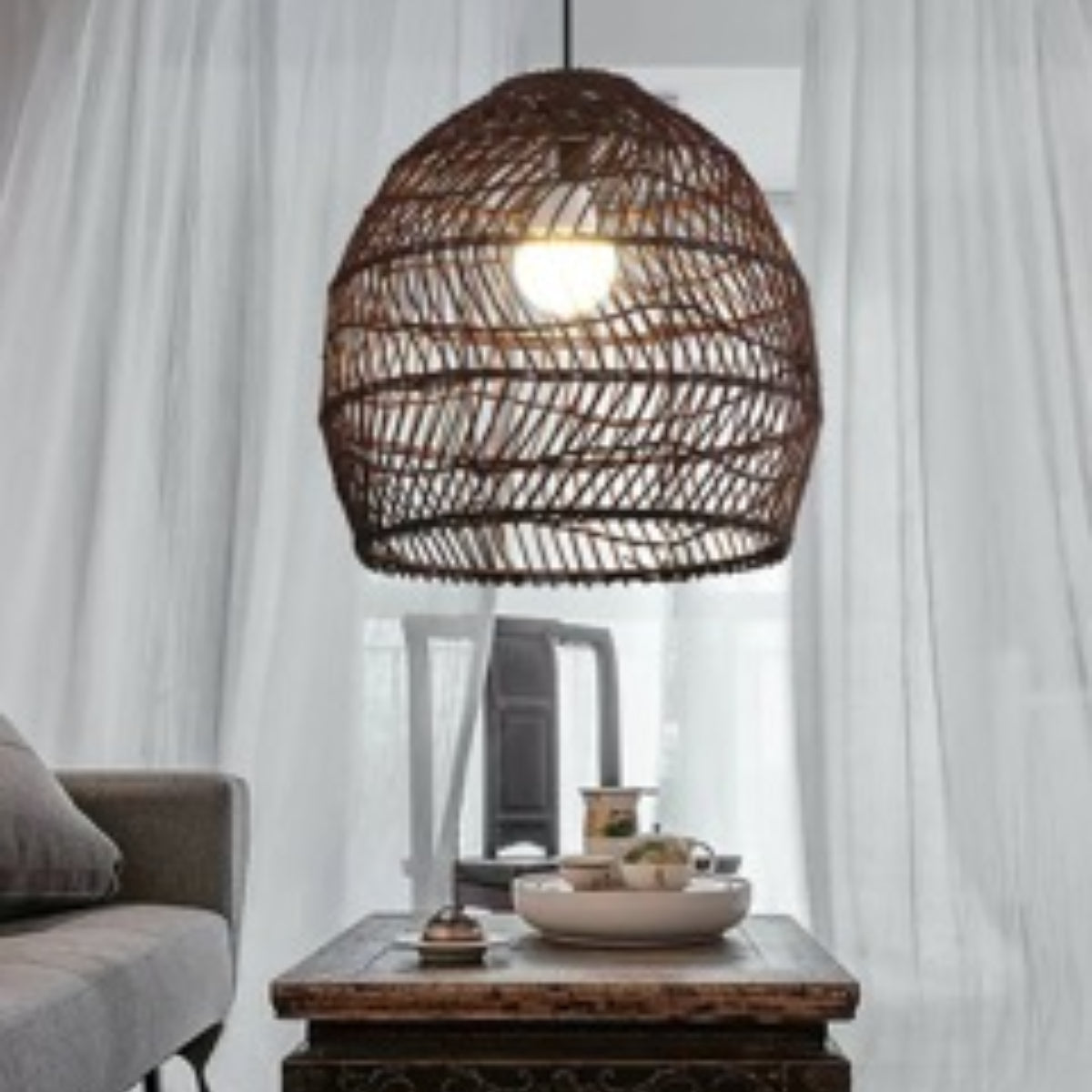 Muto Design Retro LED Pendant Light Black/Wood Wood Bedroom/Living Room/Study Room/Hall - Neutralighting