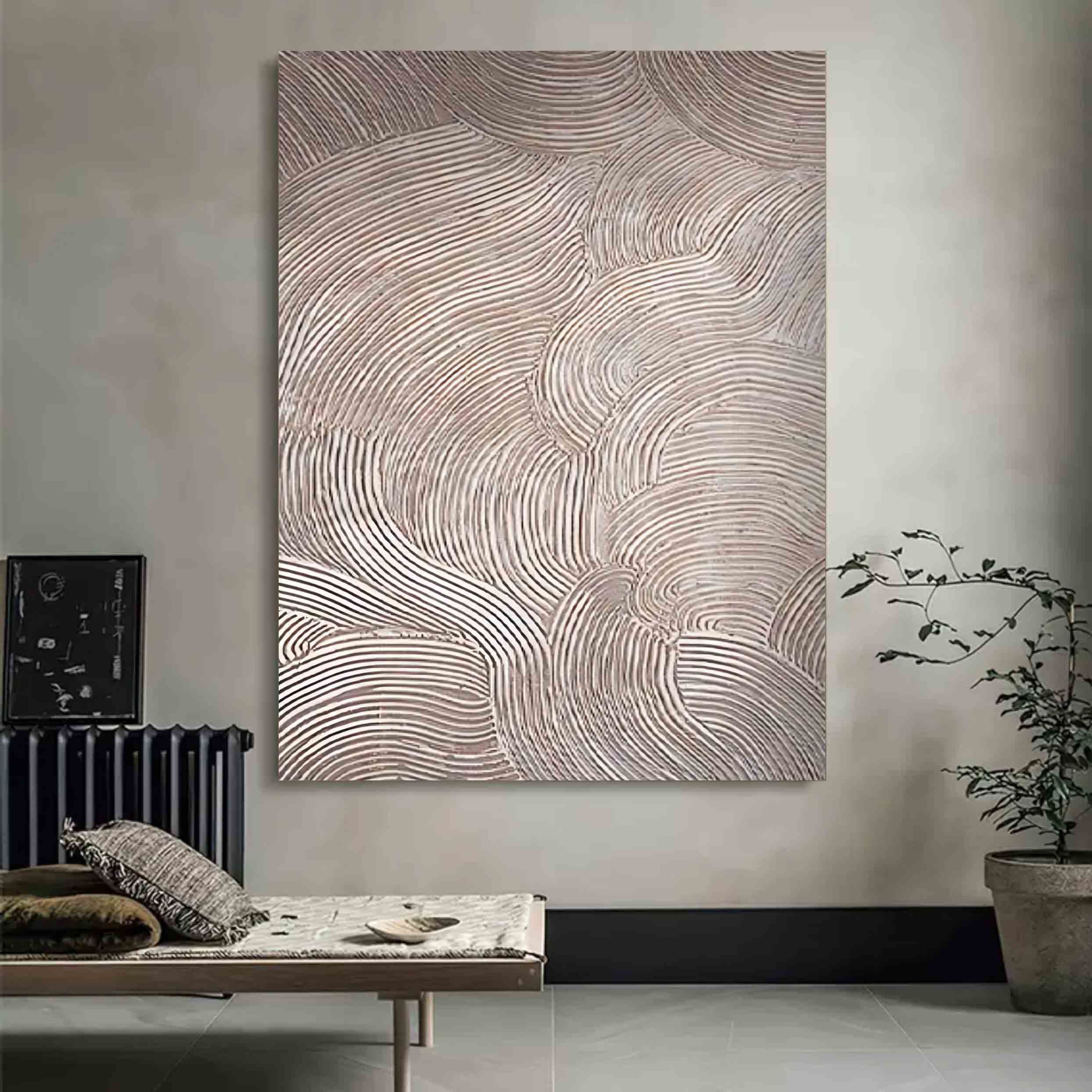 Wall Art Neutral Tone Swirl Line Abstract