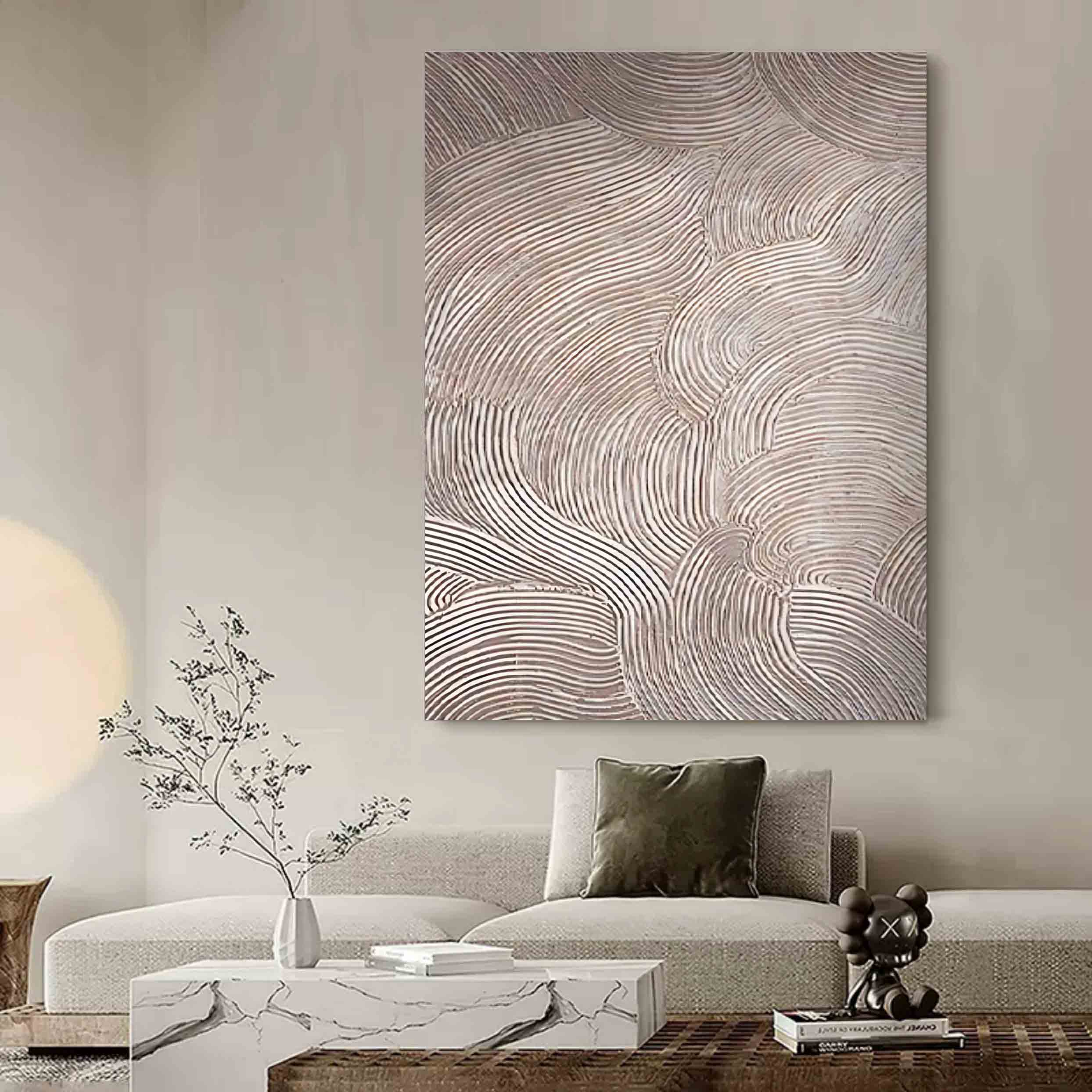 Wall Art Neutral Tone Swirl Line Abstract