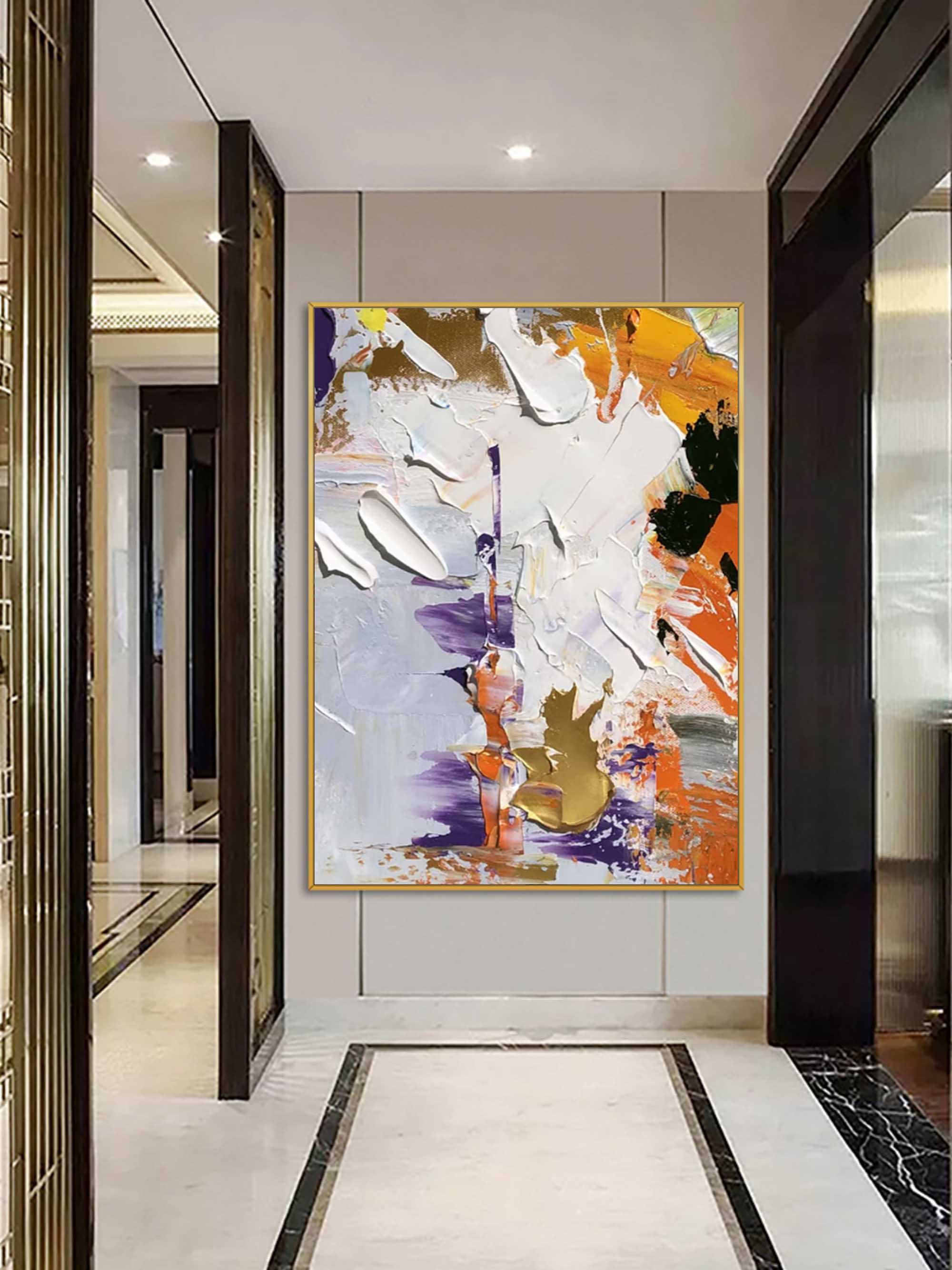 Wall Art Bold Orange Purple Gold Abstract
