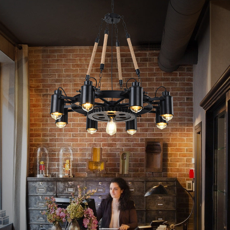 Epoch Industrial LED Pendant Light Black Metal/Rope Cafe/Bar - Neutralighting