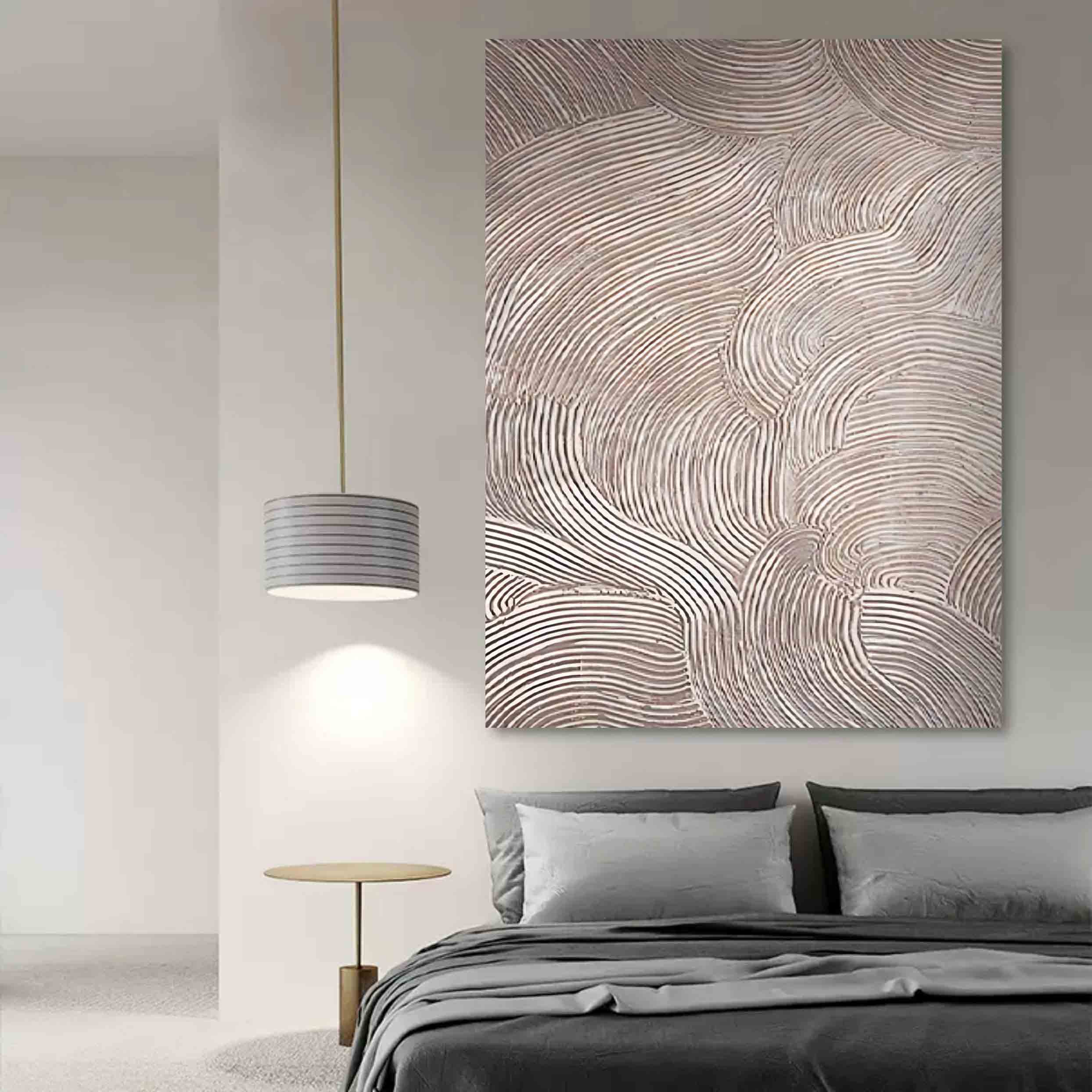 Wall Art Neutral Tone Swirl Line Abstract