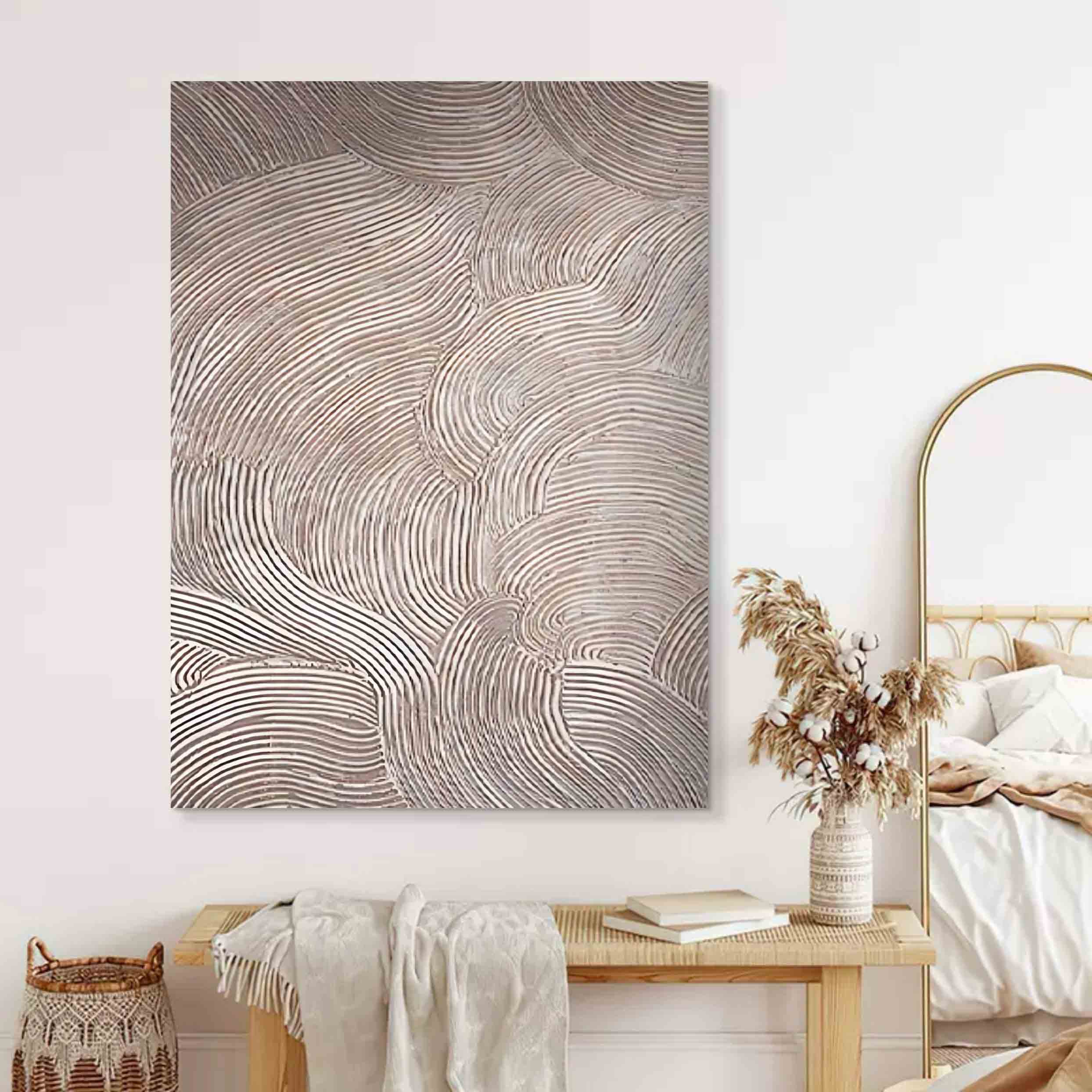 Wall Art Neutral Tone Swirl Line Abstract